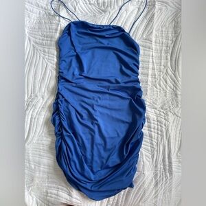 Elegant Blue Ruched Dress